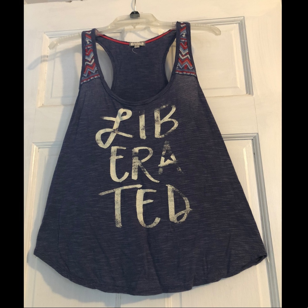 Blue Vintage Style Razor Back Tank